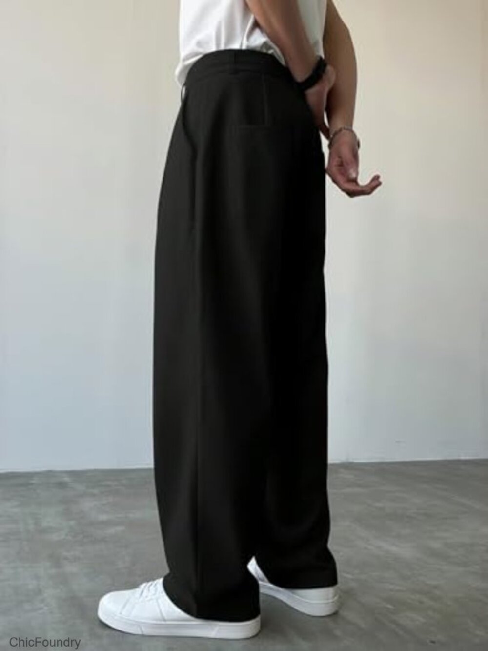 Pleated Front Straight Leg Dress Pants Zipper Fly Work Casual Slacks with - Picture 4 of 6